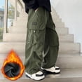 thumbnail image 2 of Xudanell Boys Sweatpants 2026 Wide Leg Baggy Cargo Pants Kids Teen Boys Trendy Streetwear Soft Athletic Joggers with Pockets (Green, 9-10 Years), 2 of 5