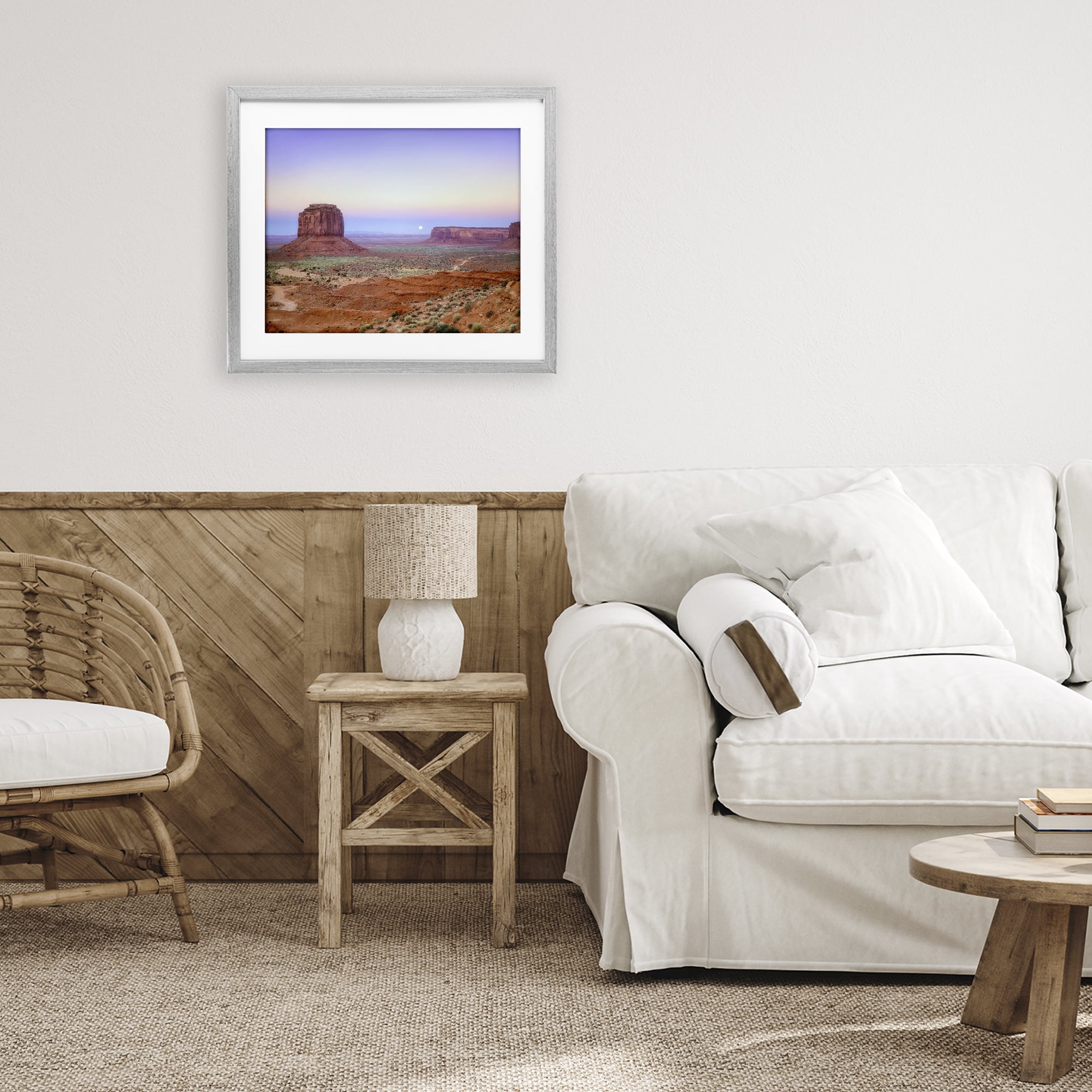 Stupell Industries Moonrise Over Monument Valley Gray Framed Print Under Glass, design by Dennis Frates