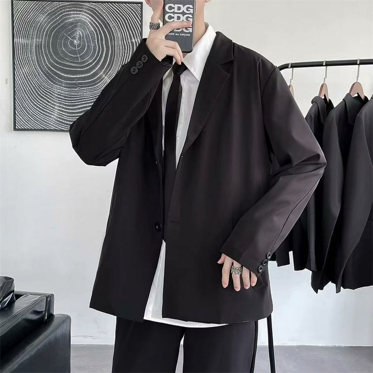 Spring Korean fashion suit men's fashion street leisure retro coat-khaki-S  - Walmart.com
