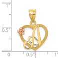 thumbnail image 2 of 14k Two Tone Gold Heart Dainty Letter A Initial Name Monogram Necklace Charm Pendant Love, 2 of 6