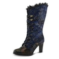 thumbnail image 2 of L'Artiste FORUTALUV Women's Embroidered Suede Lace-Up Boot – Baroque Velvet Mid-Shaft with Stacked Heel, 2 of 9