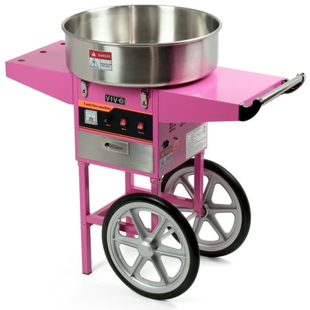 Electric Commercial Cotton Candy Machine / Floss Maker Pink Cart Stand