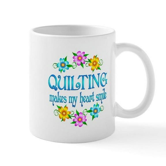 CafePress - Quilting Smiles Mug - 11 oz Ceramic Mug - Novelty Coffee Tea Cup