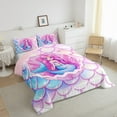thumbnail image 3 of Manfei Child Teens Kawaii Mermaid Princess Bedding Comforter Set 2pcs,Cartoon Animal Twin Comforter Sets Microfiber,Dreamy Gradient Breathable Bedding Set,Microfiber Bedroom Decor,Reversible, 3 of 8