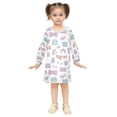 thumbnail image 2 of Girls' long-sleeved dress Rainbow Alphabet Blocks Girls' A-line dress with ribbed cuffs Soft and comfortable, 2 of 6