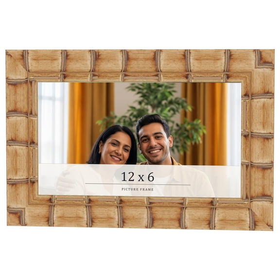 12x6 Frame Beige Real Wood Picture Frame Width 3 inches | Interior Frame Depth 0.5 inches | Natural