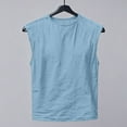 thumbnail image 6 of hlysgo Linen Tank Tops for Men Loose Fit Breathable Solid Color Sleeveless Tshirts Lightweight Crewneck Summer Vacation Beach Tank Tops Blue,Size S, 6 of 6