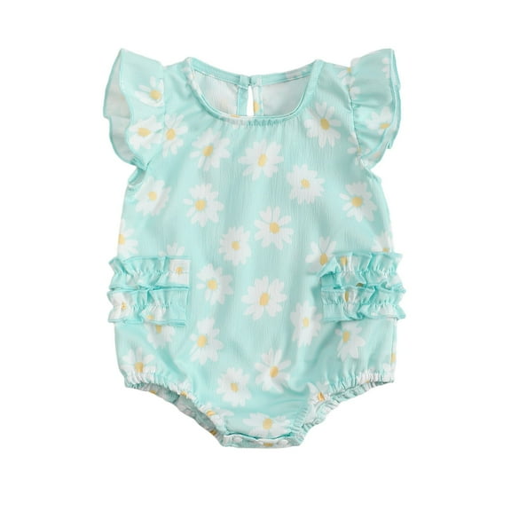 Angala Girls Floral Print Sleeveless Bodysuit Baby Romper For 0 18 Months Outfit Soft Breathable Indoor Outdoor Play Cozy Cute Boys And Girls Bodysuits 12-18 Months