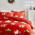 thumbnail image 4 of PERFEMET 3Pcs Queen Size Christmas Themed Comforter Set Santa Pattern Red Xmas Comforter with 2 Matching Pillowcases Cozy Holiday Bedding for Kids Teens, 4 of 7