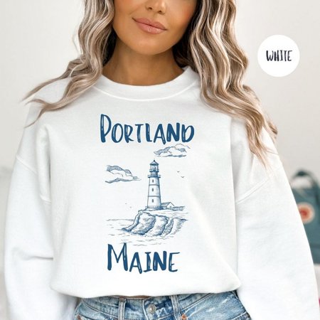 Portland Maine Lighthouse Gift , Portland Maine Vacation Gift, Portland Maine Sweatshirt, Portland Maine Travel , Maine Gift