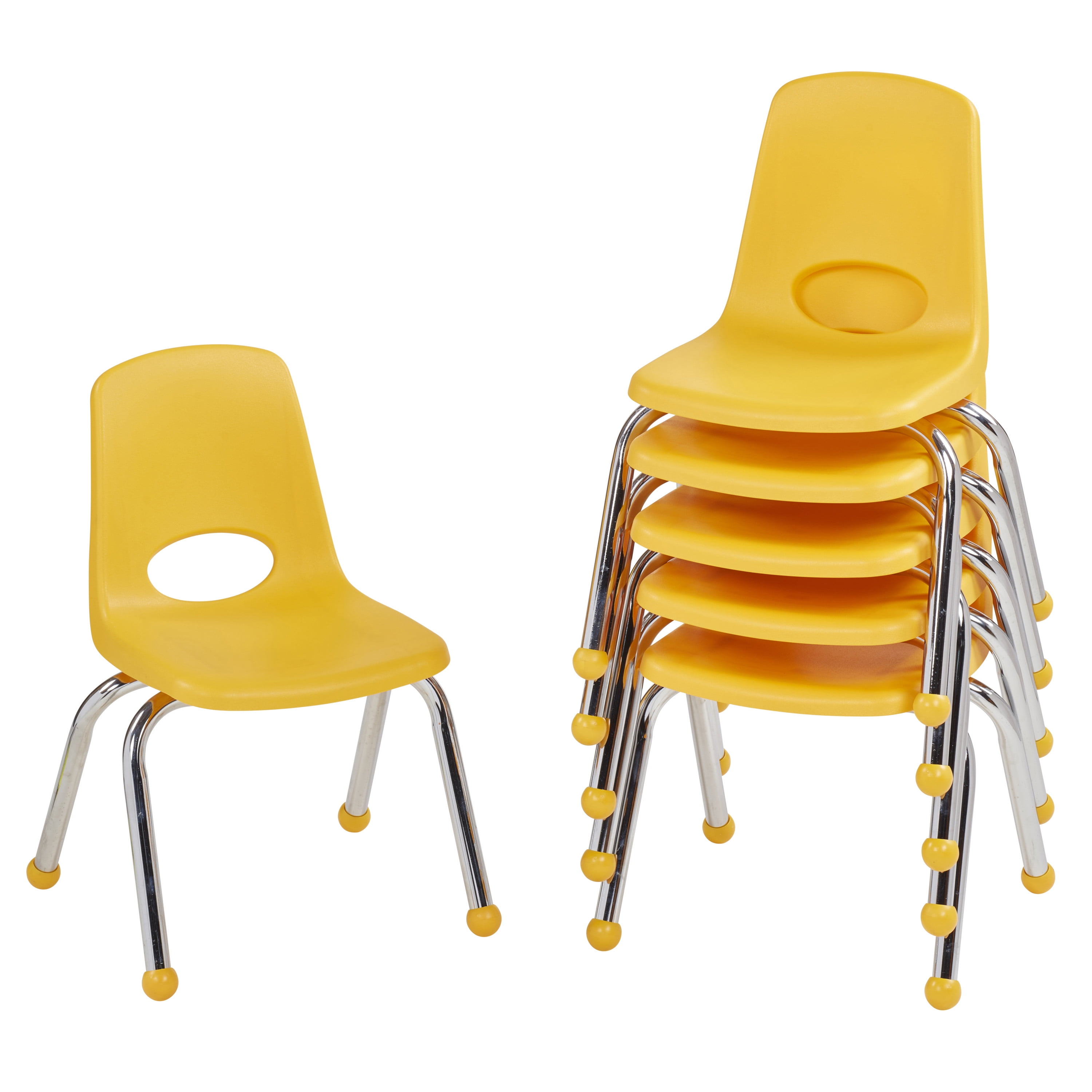 Factory Direct Partners 12in Stack Chair with Ball Glides, 6Pack