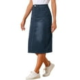 thumbnail image 5 of INSPIRE CHIC Women's Denim Skirts High Waist Zipped Split Back Midi Jean Skirts with Pockets S Black Blue, 5 of 7