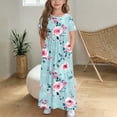 thumbnail image 2 of Zpanxa Girls Summer Dress Kids Solid Color Short Sleeve Ruffled Pockets Round-Neck Print Dress Multicolor 6 Years, 2 of 3