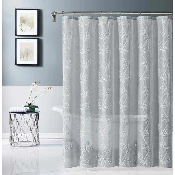 Stella Shower Curtain With Chenille, White Chenille Shower Curtain