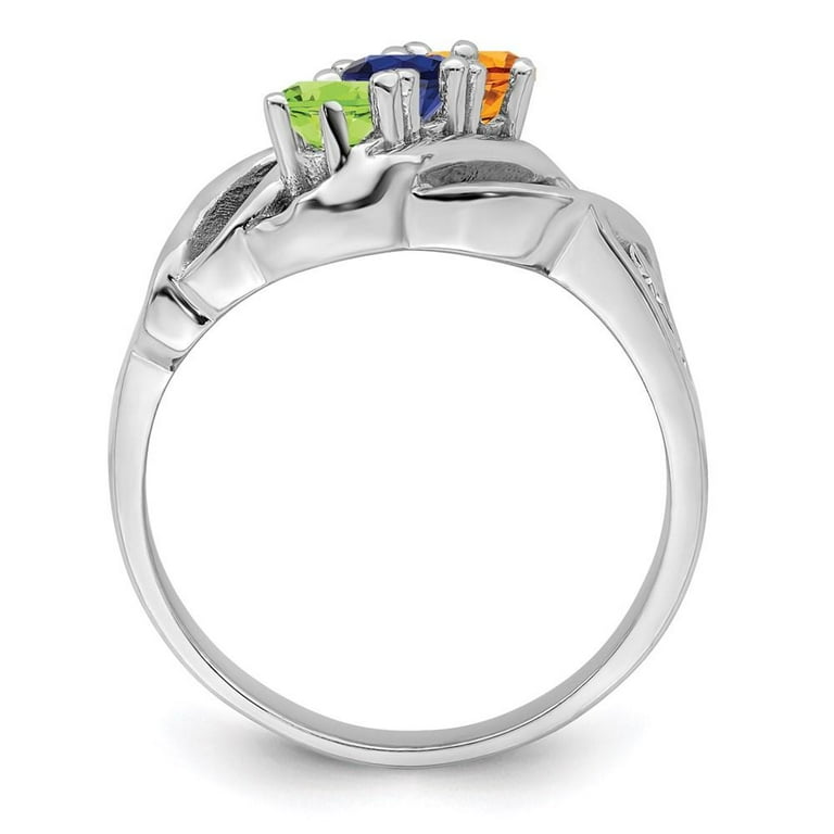 14k White Gold Genuine 3 Stone Mother s Ring