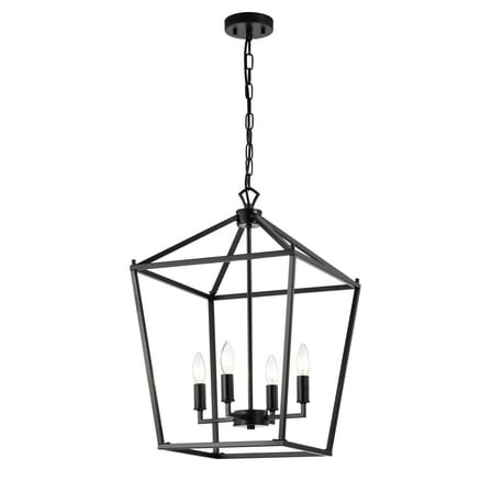 Warehouse of Tiffany Buelex 4 Light 16 inch Matte Black Lamp Post Lantern Style Iron Chandelier