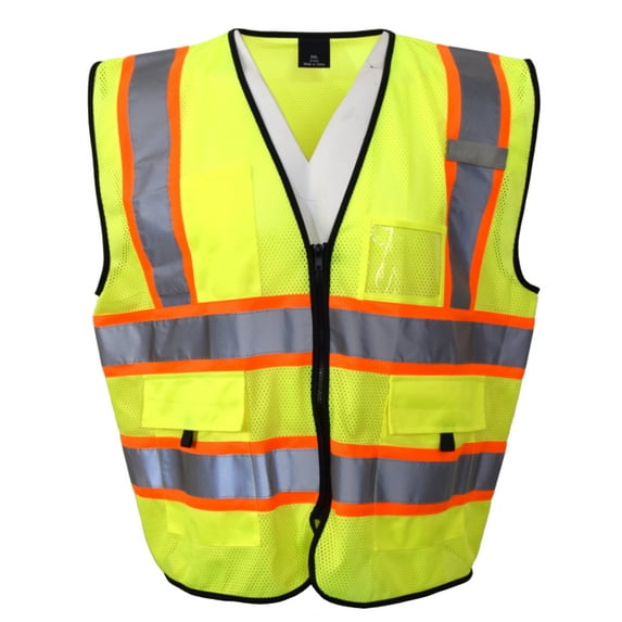 Mesh Perforated High Visibility Unisex Adult Size Zipper Reflective Worker Emergency Safety Neon Vest