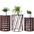 thumbnail image 5 of Y&M Set of 3 Round Heavy-Duty Side Table End Table, Coffee Table for Indoor Multifunctional Use, Outdoor Garden Stool Plant Stand-Pure Brown, 5 of 8