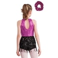 thumbnail image 2 of TiaoBug Kids Girls Sequins Tassel Latin Jazz Leotard Tango Rumba Samba Salsa Dance Dress with Hair Band Hot Pink 16, 2 of 7