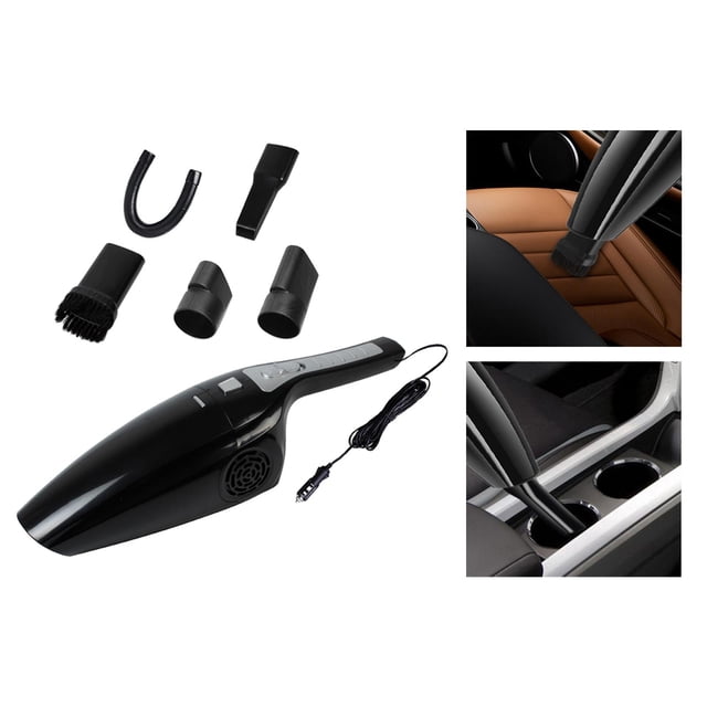 Aspirador de coche Macarena 12 V accesorios para automóviles pequeños de mano Uso húmedo y seco Ligero alta Potencia 120 W Succión fuerte cable Negro