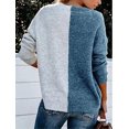 thumbnail image 4 of Femmes Lâches Col Rond Tricot Couleur Bloc Pull Manches Longues Automne Hiver Loisirs Pull Tops S, 4 of 5