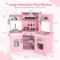 thumbnail image 2 of Wooden Kids Pretend Play Corner Kitchen Set Cooking Playset Toddler Toy Gift with Sounds & Lights(Pink), 2 of 19
