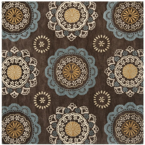 SAFAVIEH Wyndham Maitland Floral Area Rug, Eggplant/Multi, 7' x 7' Square