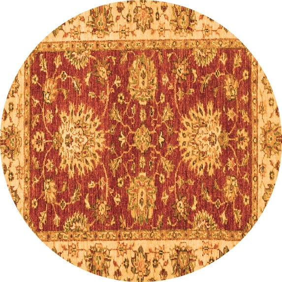 Ahgly Company Indoor Round Oriental Orange Traditional Area Rugs, 7' Round