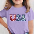 thumbnail image 2 of Afuyipoi Girls Graphic T-Shirt （for 3-15） Short Sleeve Independence Day Celebration Crew Neck Patriotic Tops Tee for Boys Purple Size 7, 2 of 6