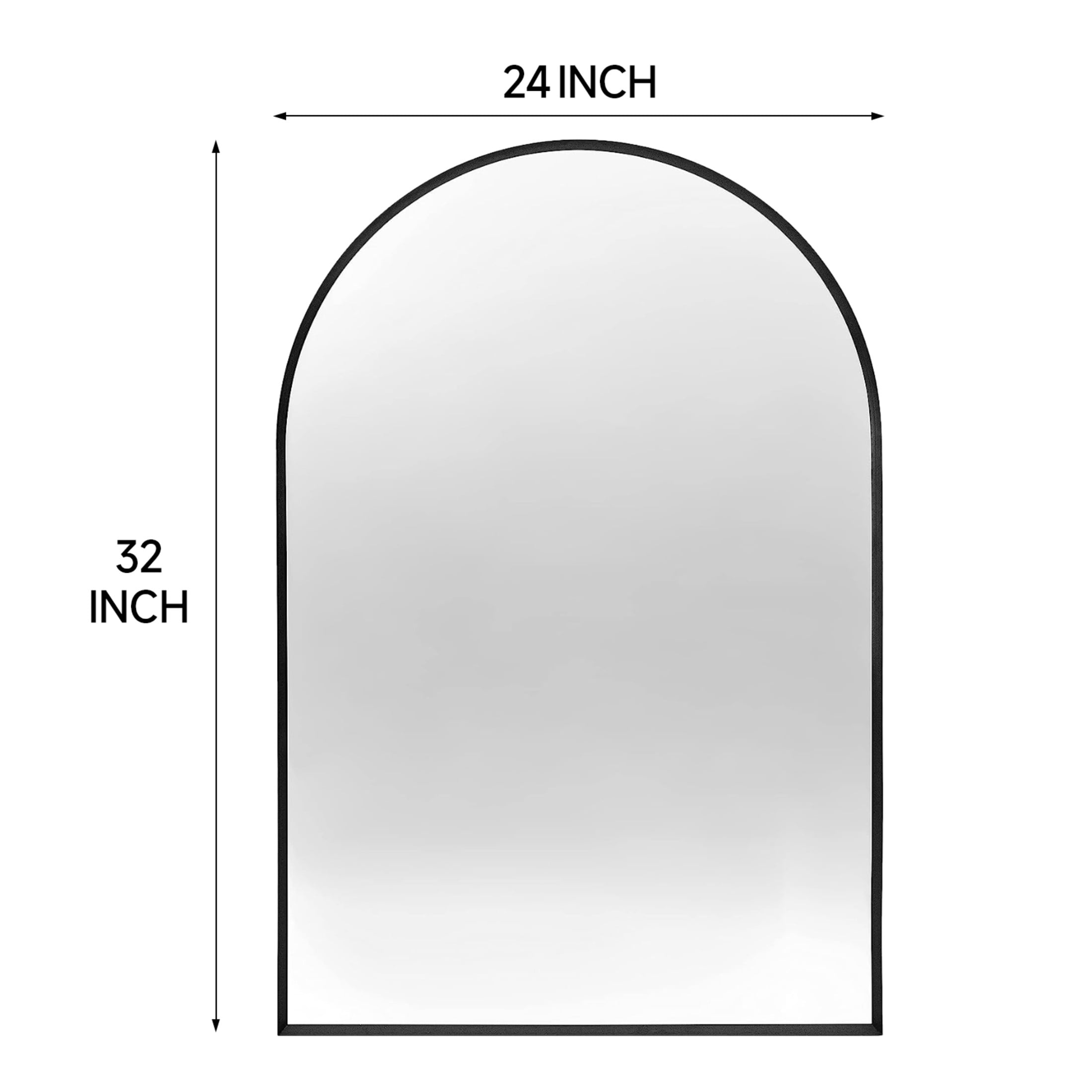 Noble House 24"x32" Arched Metal Wall Mirror, Vanity Mirror for Bathroom, Bedroom & Living Room, Black