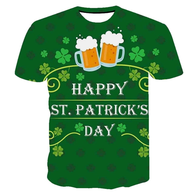 EGNMCR T-shirts pour Hommes Hommes Manches Courtes Décontracté Imprimé de la Saint-Patrick Col Rond Chandail T-Shirt Blouse