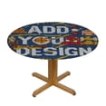 thumbnail image 3 of WYYP Modern Design Text Round Tablecloth 100% Polyester Fiber with Elastic Edge White, 3 of 8