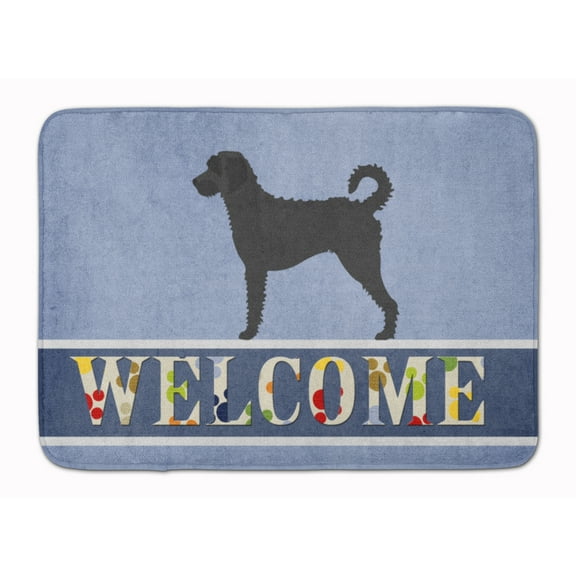 Labradoodle Welcome Machine Washable Memory Foam Mat Blue