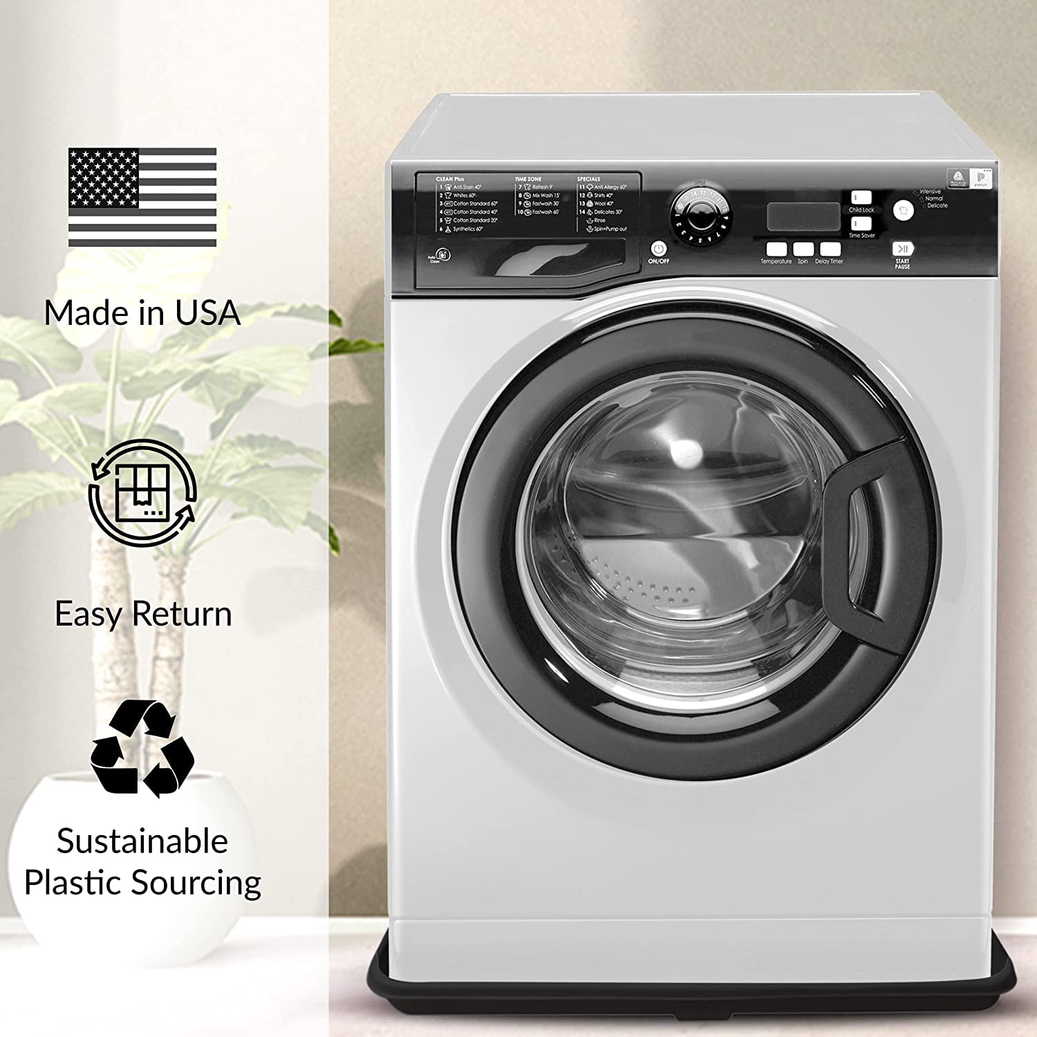 American Built Pro Washing Machine Pan Undrilled Anti Flood Pan Comes With 1" Drain Adapter Fitting Black Color Drain Pan Made of Recycled Plastic Protects Floor From Water Damages - Pack of 1