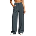 thumbnail image 2 of JGGSPWM Womens Business Casual Dress Trousers Solid Color High Waist Wide Leg Wrinkle Resistant Slacks 2026 Fashion Clothes Gray M, 2 of 7