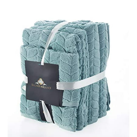 Bagno Milano Turkish Cotton Luxury Softness Spa Hotel Towels  Quick Drying Thick and Plush Bathroom Towels  Made in Turkey (Mint  6 Pcs Towel Set)