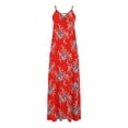 thumbnail image 3 of QLEICOM Women's Summer Casual Floral Printed Bohemian Spaghetti Strap Floral Long Maxi Dress with Pockets Boho Printed Hoop Sling Beach Long Dress Red B S, US Size: 4, 3 of 4