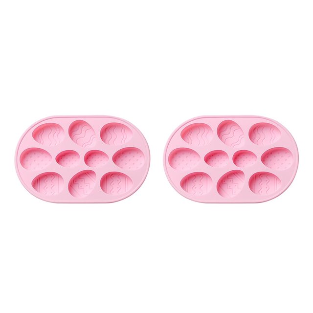 Moyic Molde de silicona Pascua 10 cavidad huevo pastel molde DIY hornear Chocolate hielo bandeja Halloween hornear rosa 2piezas Moyic CBP066275