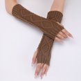 thumbnail image 7 of PMVFHDE Autumn Winter Knitted Fingerless Gloves Women Short Style, Warm Arm Sleeves for Cold Season Khaki,One Size, 7 of 7