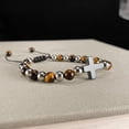 thumbnail image 3 of Cross Bracelet for Men,Stainless Steel Tiger Eye Stone with Silver Cross Religious Bracelet Christian Jewelry 21 cm 8.26 inches, 3 of 5