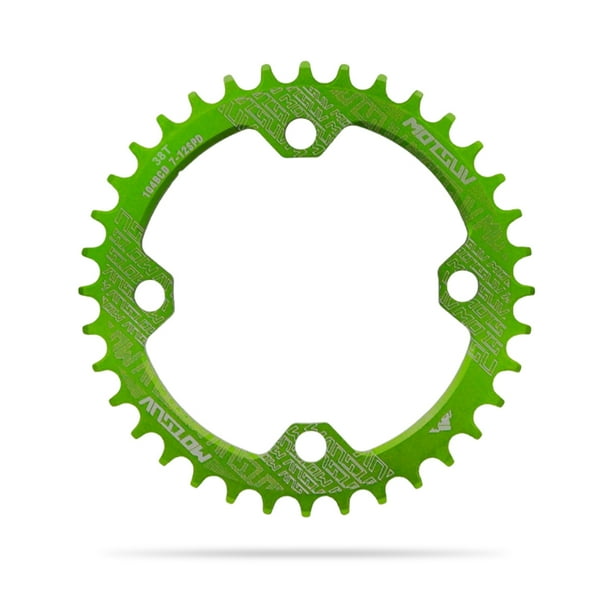 Chainset de bicicleta Bicicleta redonda Cadena de bicicleta Cadena Reemplazable Aleación de aluminio Anti-gota Ligero Ligero Ciclismo Diente Placa Individual Verde 38T Eigraketly OD003273-16