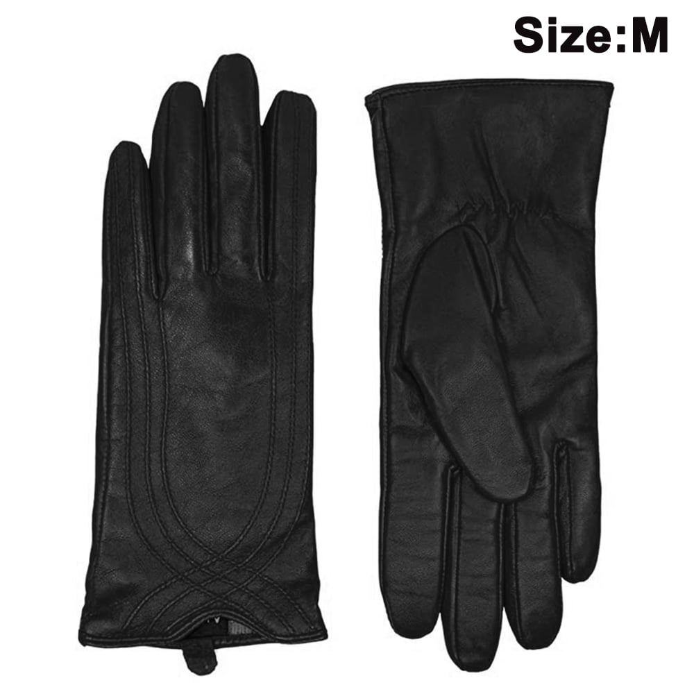 Men's Autum Winter Classic Genuine Leather Gloves Lambskin Mittens Driving Black 