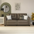 thumbnail image 2 of DHP Brodie 75.5" Upholstered Sofa with Pillow Arms, Brown Faux Leather, 2 of 18