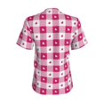 thumbnail image 3 of Uemuo Plaid Heart Printed Women's Classic V-Neck T-Shirt - Soft, Breathable, Moisture-Wicking, Perfect for Casual, Office, Travel, and Everyday Wear-X-Large, 3 of 5