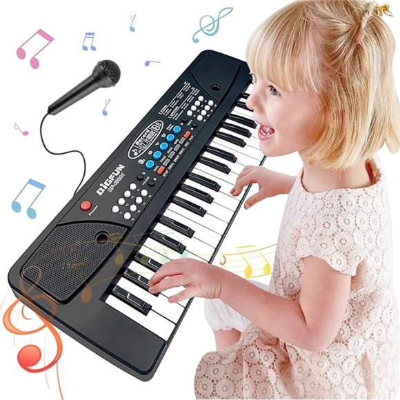 Aqestyerly Kids Electronic Piano Keyboard 37 Keys with Microphone Educational Musical Instrument for Boys Girls Toddlers HWRETIE