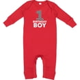 thumbnail image 2 of Inktastic 1st Birthday Boy Checkered Number Baby Romper Coveralls, 2 of 4