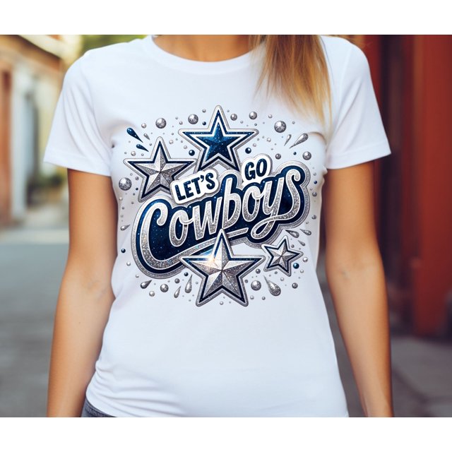 Let's Go Cowboys Png, Design Sublimation, Western Png, Tendance Png, Design T-Shirt - Blanc - L