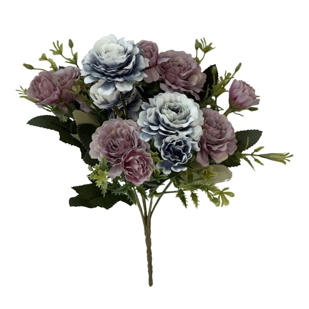 Ramo de flores artificiales de seda | Arreglo floral de rosas y peonías para decoración del hogar, centros de mesa para bodas, decoración de fiestas, relleno de jarrones para escritorio de oficina