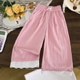 thumbnail image 2 of Mnyotv Girls Lace Hem Wide Leg Pants Ruffle Elastic Waisted Trousers Summer Clothes Casual Breathable Pants Size 3-4Y, 2 of 5