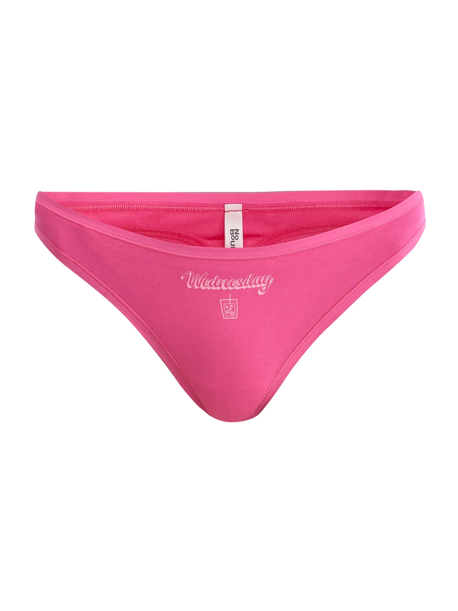 No Boundaries Cotton Thong Panties, Days of the Week - 7 Pack, Women’s and Women’s Plus, Sizes XS-XXXL